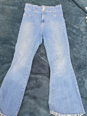 Free PEOPLE Classic Light Blue High-Waist Flare Jeans for Women